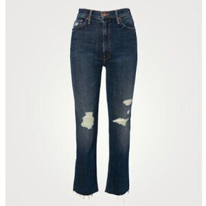 MOTHER High Waisted Rider Ankle Fray Distressed Cropped Skinny Jeans - 28"